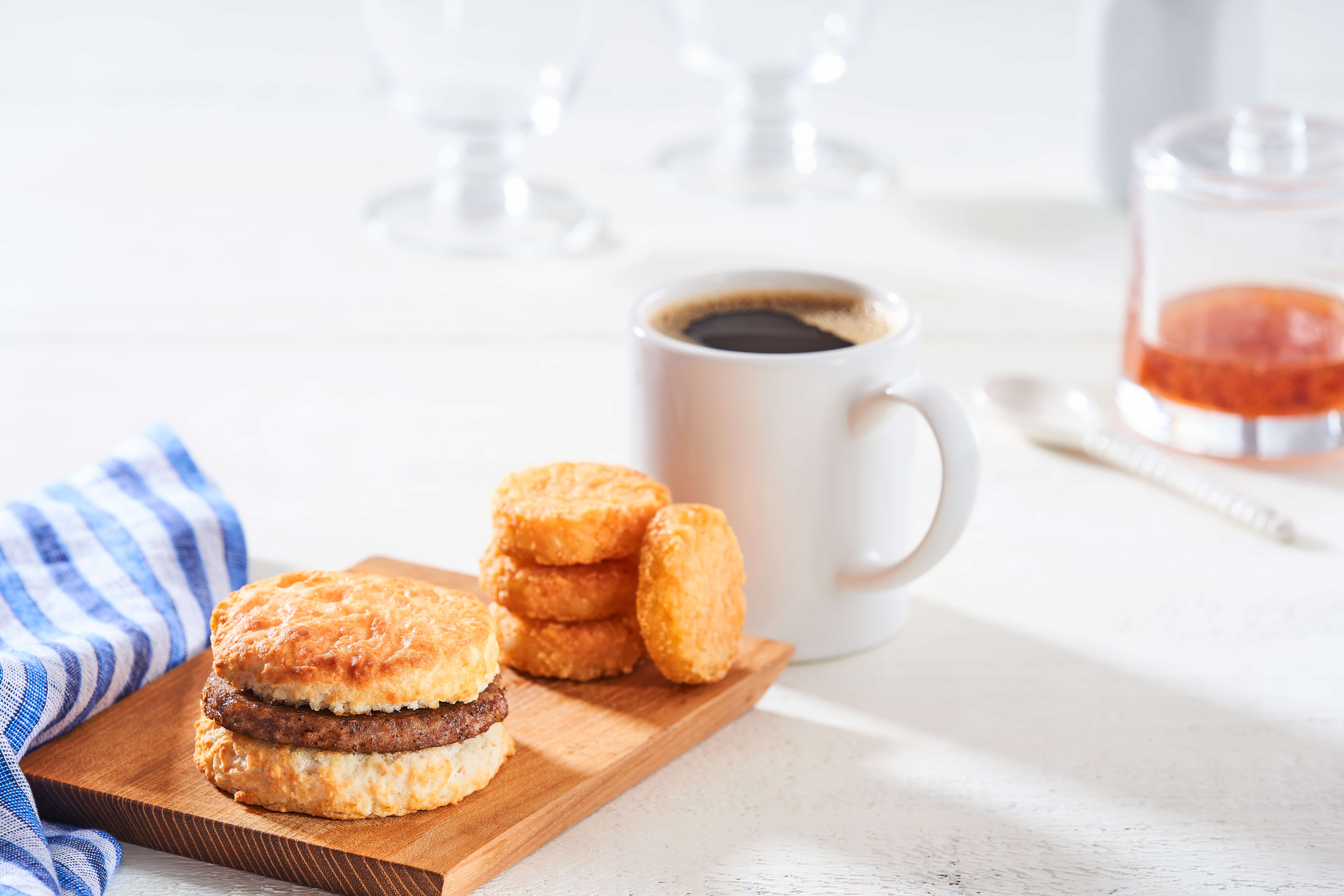 Sausage Biscuit with Coffee & Bo Rounds